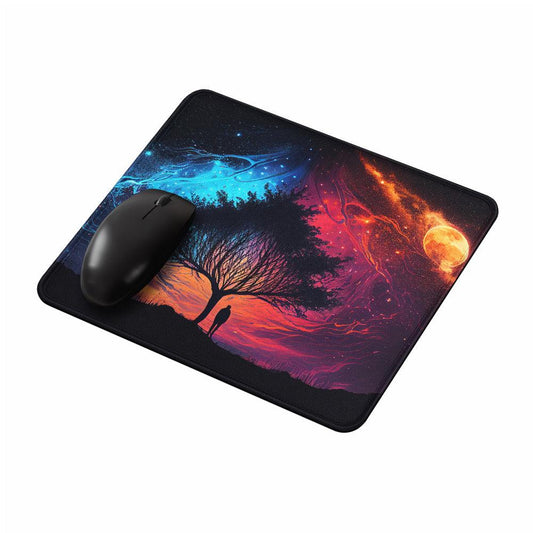 Colorful Night Sky Tree Silhouette Mouse Pads-Oxvistore