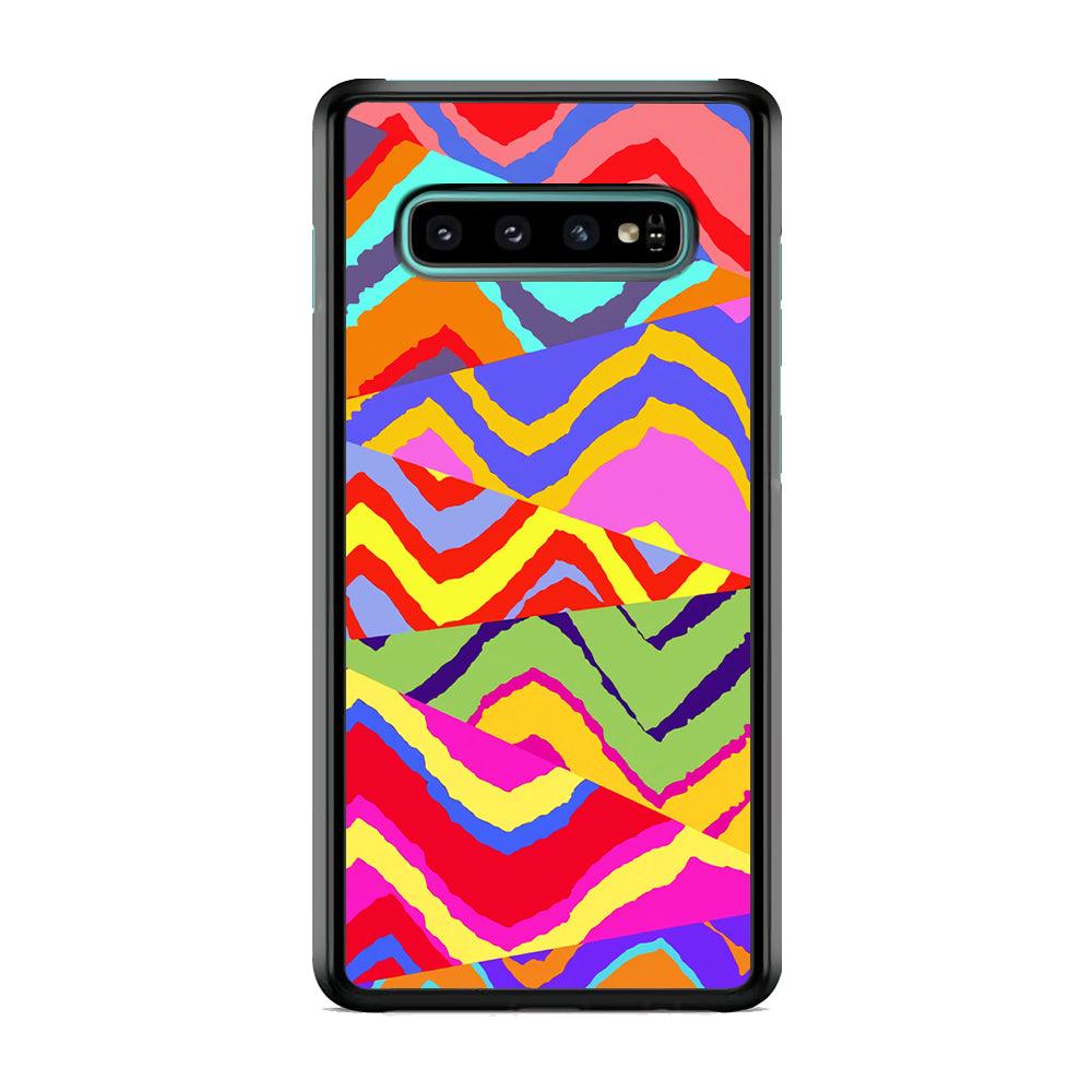 Colour Layer Triangular Waves Samsung Galaxy S10 Case-Rubber Black (2D Case)-Oxvistore