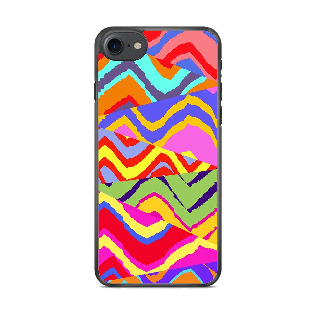 Colour Layer Triangular Waves iPhone 7 Case-Rubber White (2D Case)-Oxvistore