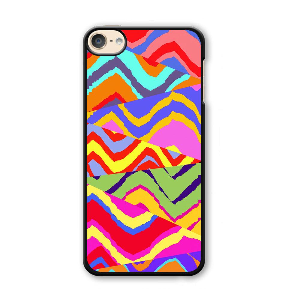 Colour Layer Triangular Waves iPod Touch 6 Case-Plastic Black (2D Case)-Oxvistore