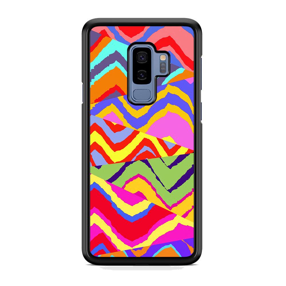 Colour Layer Triangular Waves Samsung Galaxy S9 Plus Case-Rubber Black (2D Case)-Oxvistore