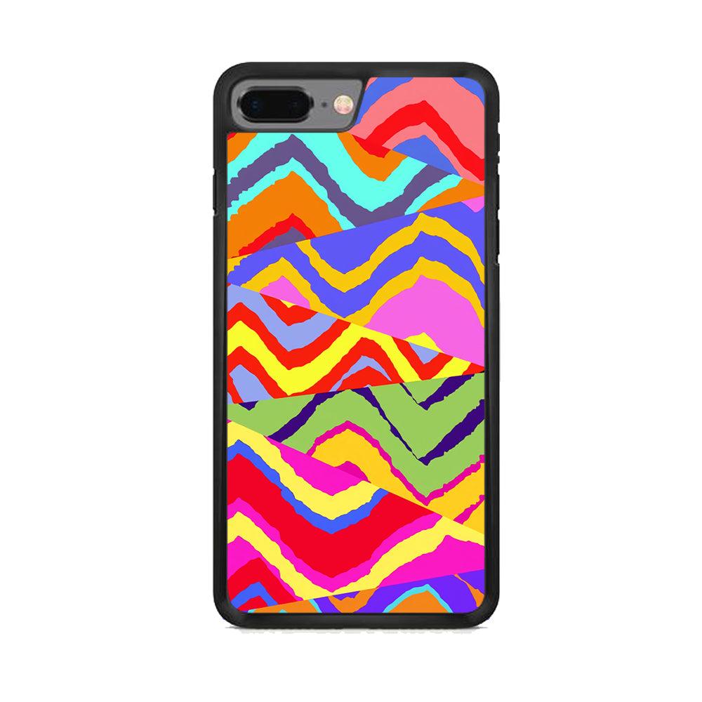 Colour Layer Triangular Waves iPhone 7 Plus Case-Rubber Black (2D Case)-Oxvistore
