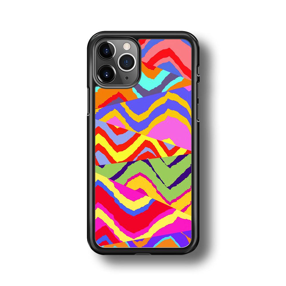 Colour Layer Triangular Waves iPhone 11 Pro Max Case-Rubber Black (2D Case)-Oxvistore
