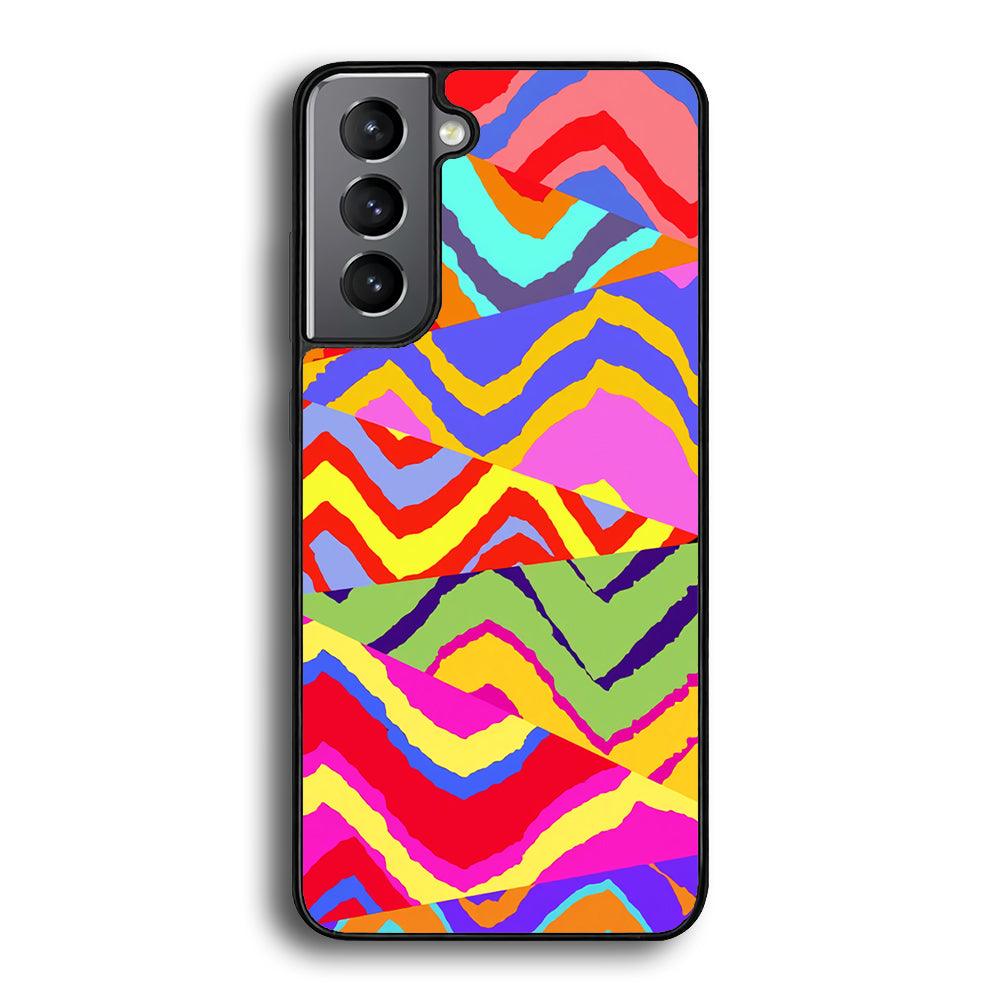 Colour Layer Triangular Waves Samsung Galaxy S22 Case-Rubber Black (2D Case)-Oxvistore
