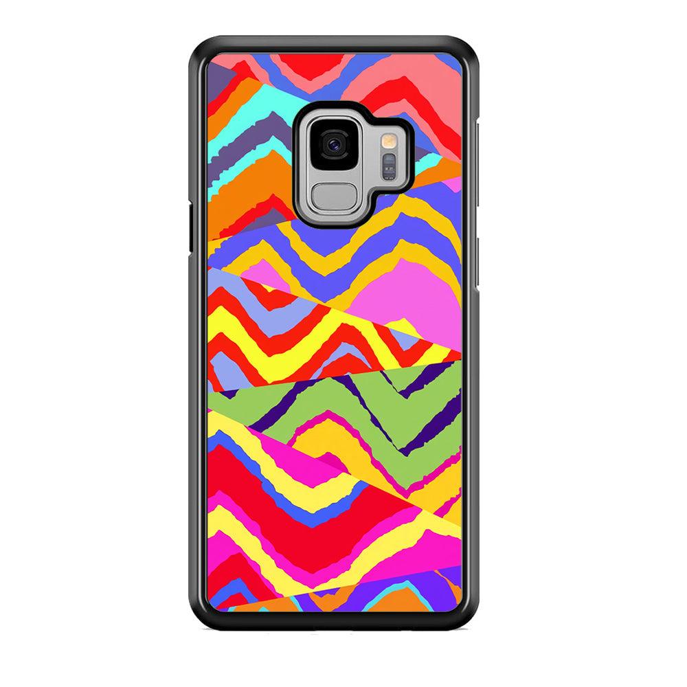 Colour Layer Triangular Waves Samsung Galaxy S9 Case-Rubber White (2D Case)-Oxvistore