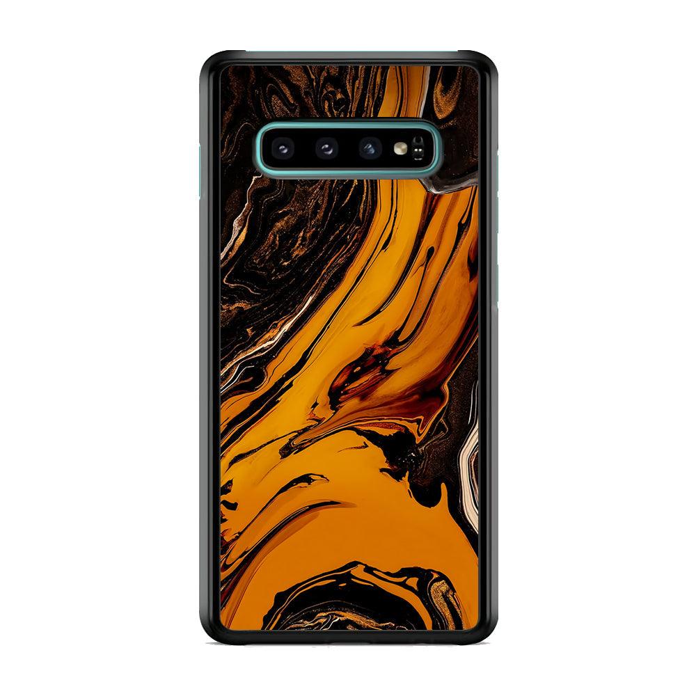 Colour Orange Current Samsung Galaxy S10 Plus Case-Rubber Black (2D Case)-Oxvistore