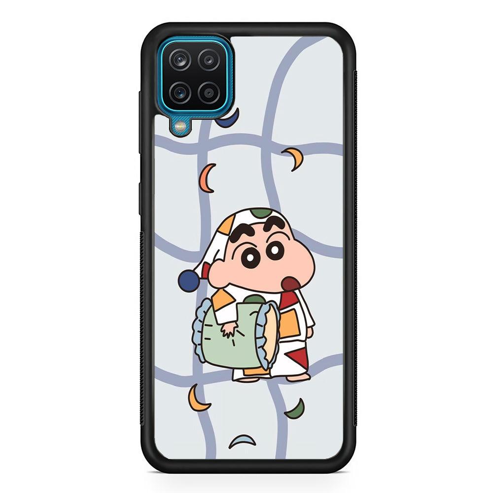 Crayon Shinchan Night to Take a Rest Samsung Galaxy A12 Case-Rubber Black (2D Case)-Oxvistore