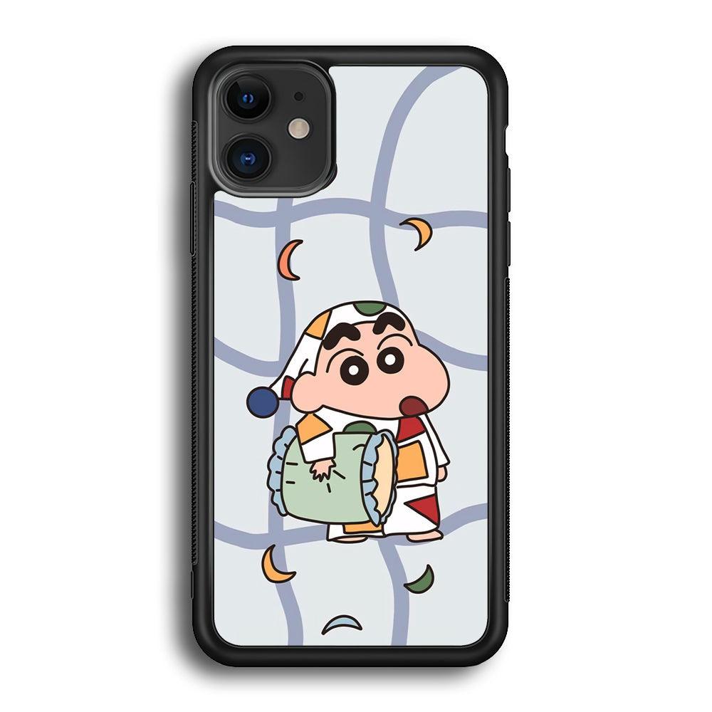 Crayon Shinchan Night to Take a Rest iPhone 12 Case-Rubber Black (2D Case)-Oxvistore