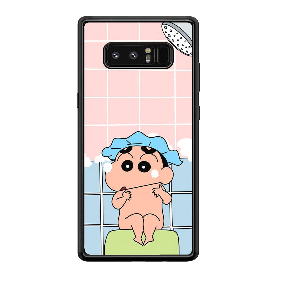 Crayon Shinchan Shower Time Samsung Galaxy Note 8 Case-Rubber Black (2D Case)-Oxvistore