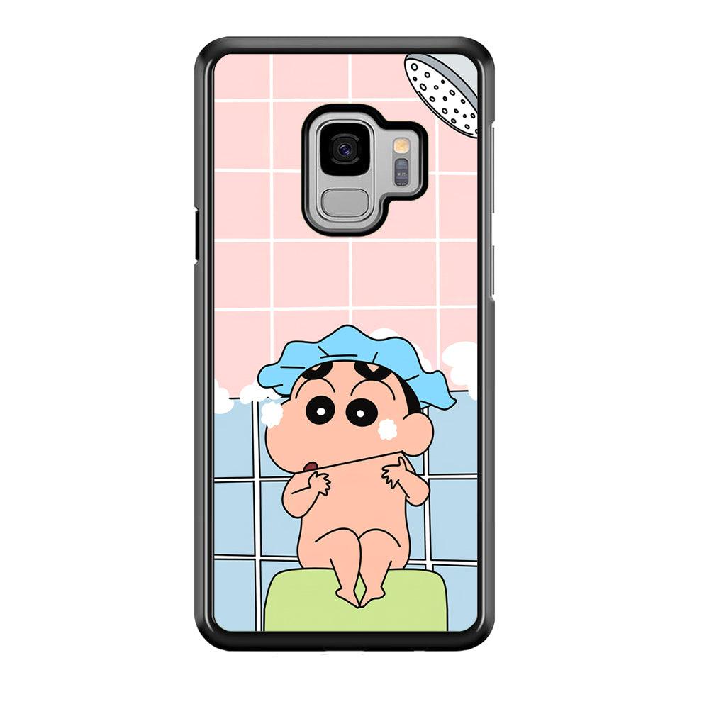 Crayon Shinchan Shower Time Samsung Galaxy S9 Case-Rubber Black (2D Case)-Oxvistore