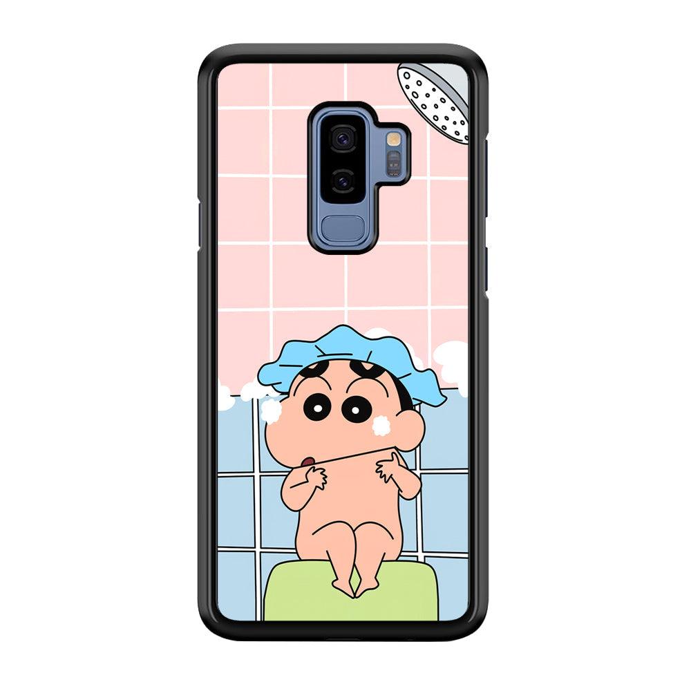 Crayon Shinchan Shower Time Samsung Galaxy S9 Plus Case-Rubber Black (2D Case)-Oxvistore