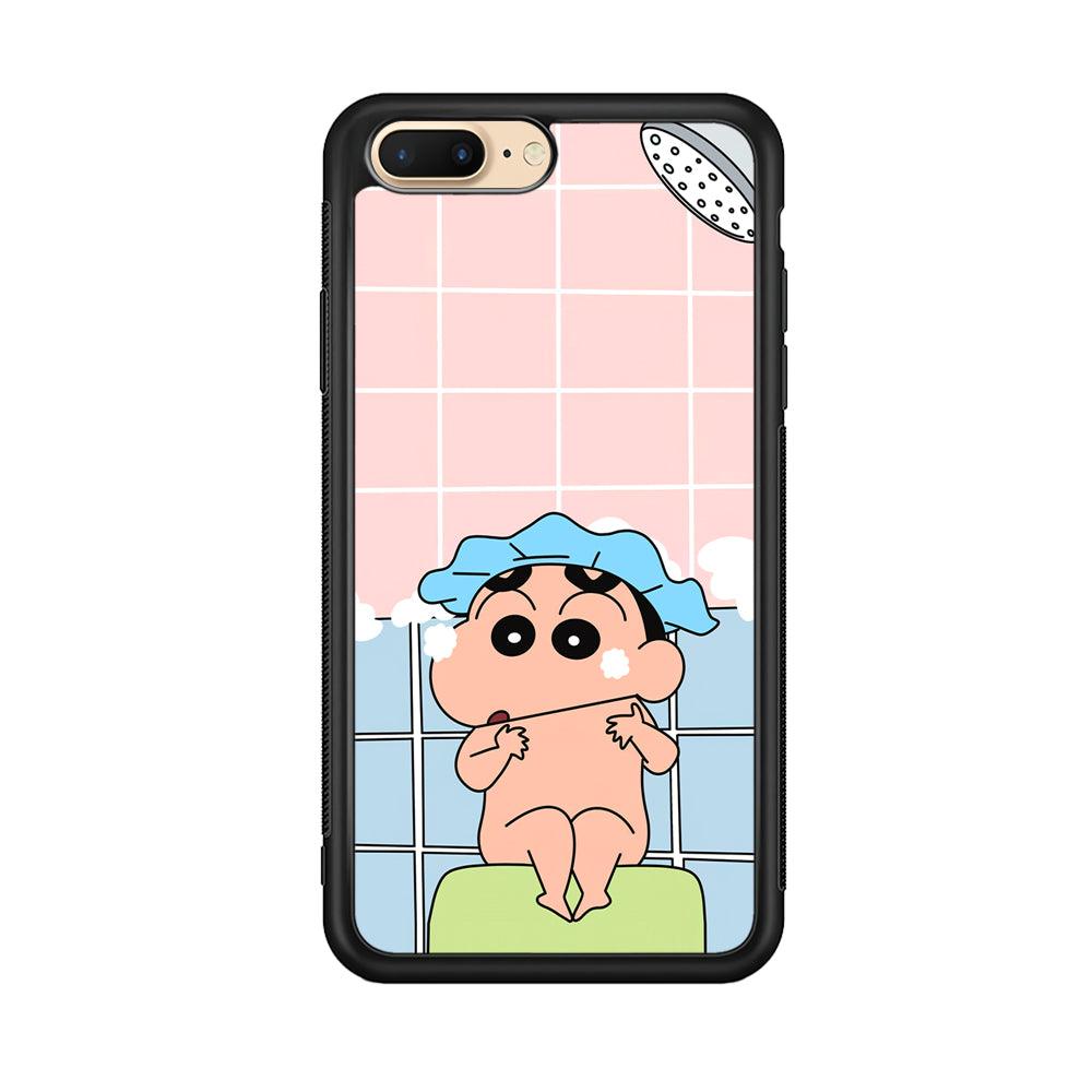 Crayon Shinchan Shower Time iPhone 8 Plus Case-Rubber Black (2D Case)-Oxvistore