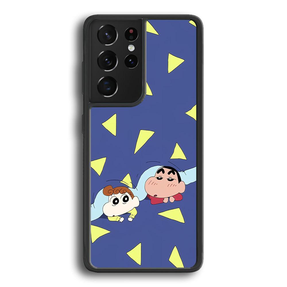 Crayon Shinchan Time to Sleep Samsung Galaxy S23 Ultra Case-Rubber Black (2D Case)-Oxvistore