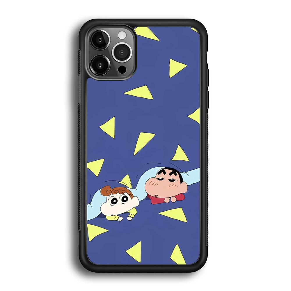 Crayon Shinchan Time to Sleep iPhone 12 Pro Max Case-Rubber Black (2D Case)-Oxvistore