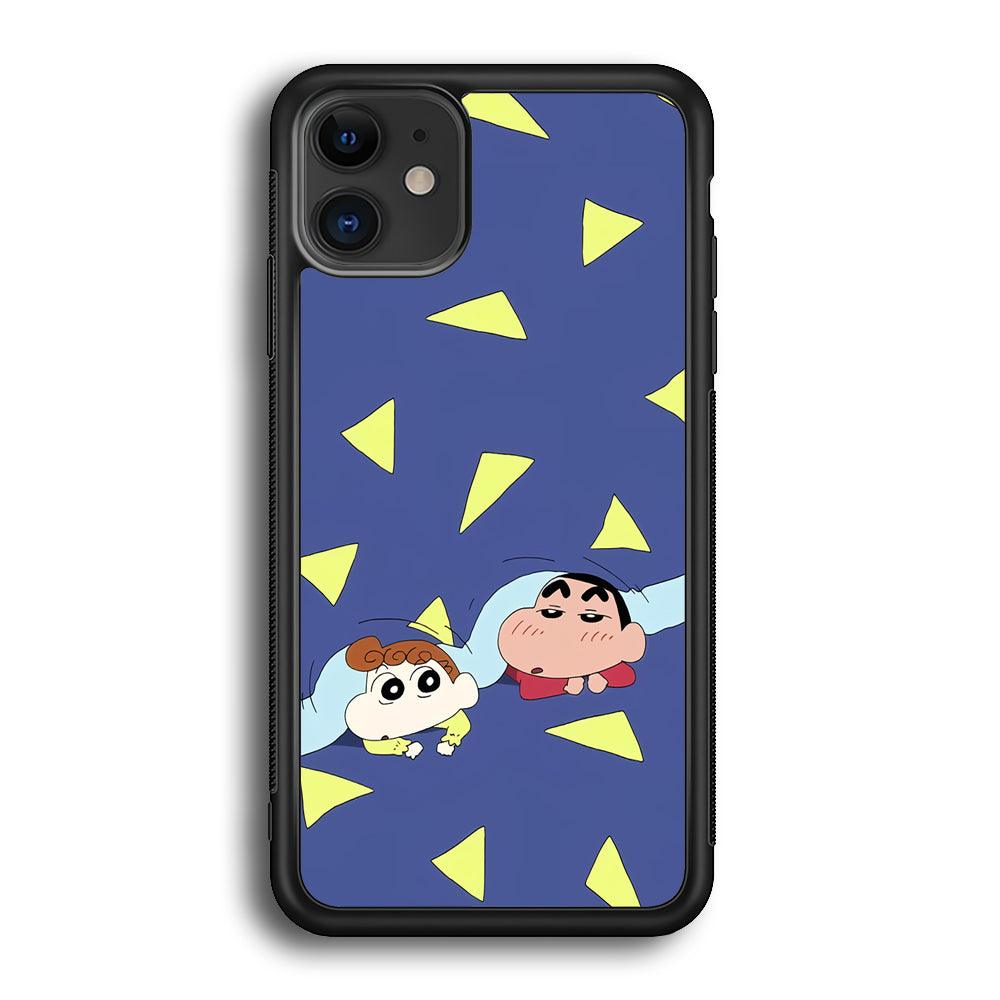 Crayon Shinchan Time to Sleep iPhone 12 Case-Rubber Black (2D Case)-Oxvistore