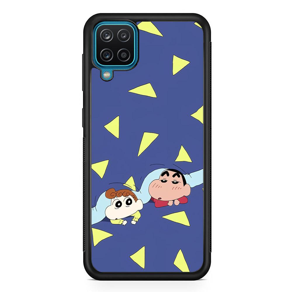 Crayon Shinchan Time to Sleep Samsung Galaxy A12 Case-Rubber Black (2D Case)-Oxvistore