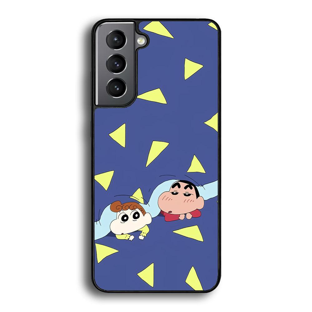 Crayon Shinchan Time to Sleep Samsung Galaxy S21 Plus Case-Rubber Black (2D Case)-Oxvistore