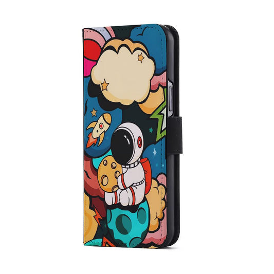 Cute Astronaut Hug The Planet Flip Wallet Phone Case-Oxvistore