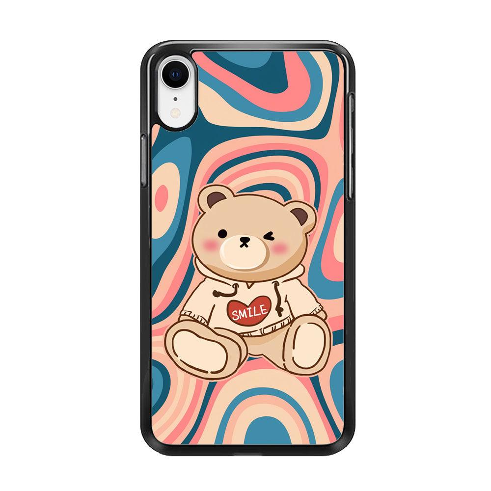 Cute Bear with Hoodie iPhone XR Case-Rubber Black (2D Case)-Oxvistore