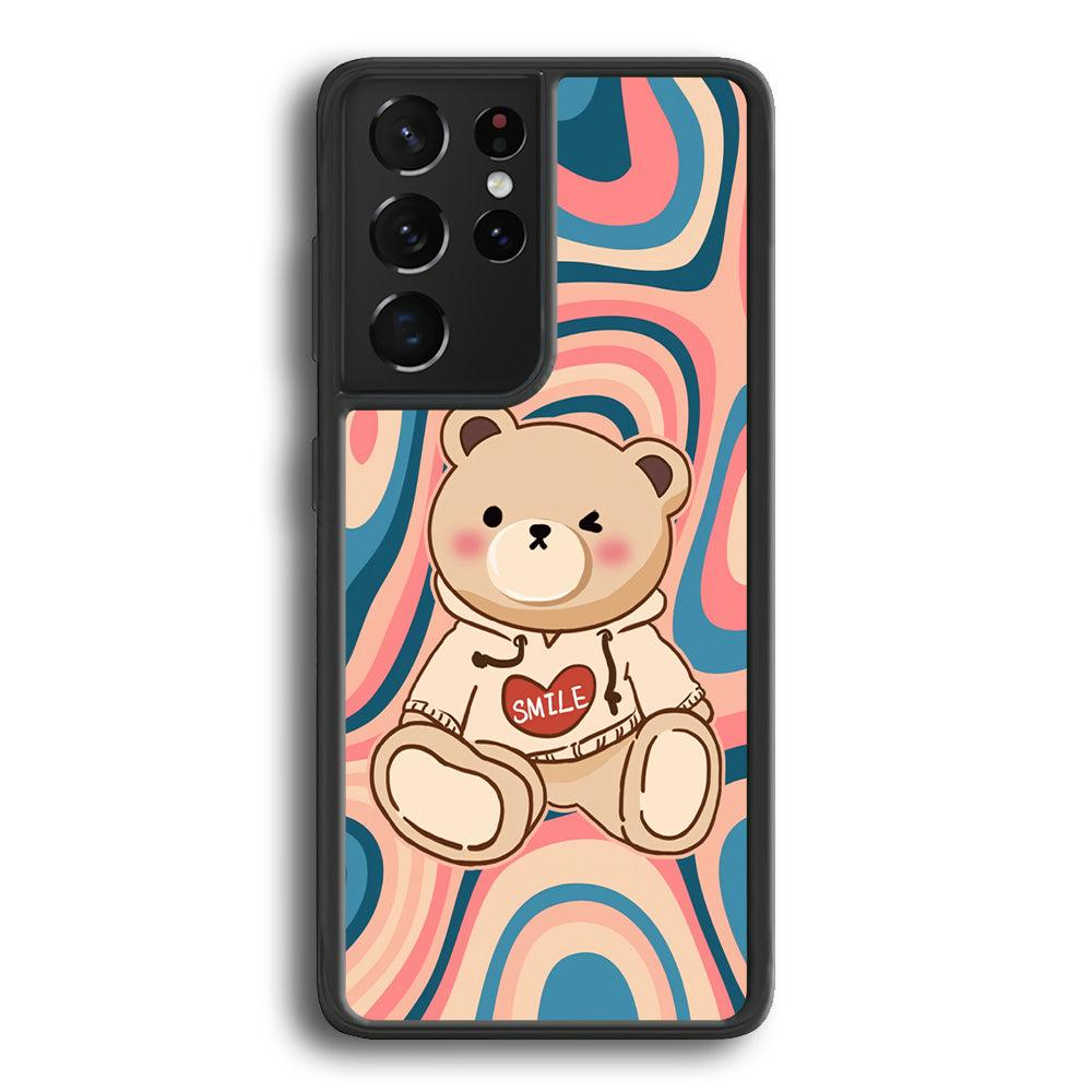 Cute Bear with Hoodie Samsung Galaxy S21 Ultra Case-Rubber Black (2D Case)-Oxvistore