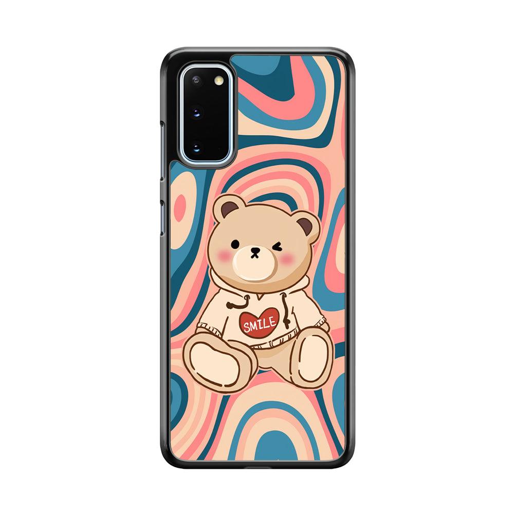 Cute Bear with Hoodie Samsung Galaxy S20 Case-Rubber Black (2D Case)-Oxvistore