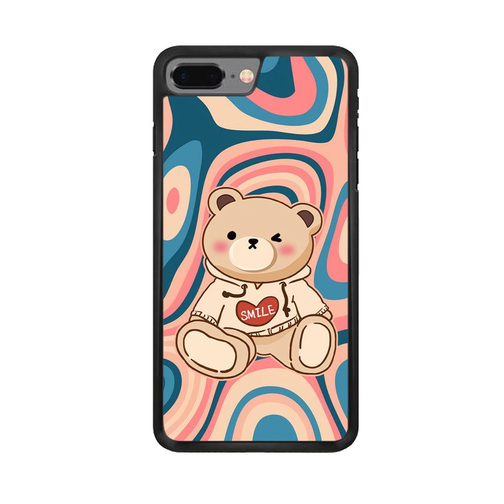 Cute Bear with Hoodie iPhone 7 Plus Case-Rubber Black (2D Case)-Oxvistore