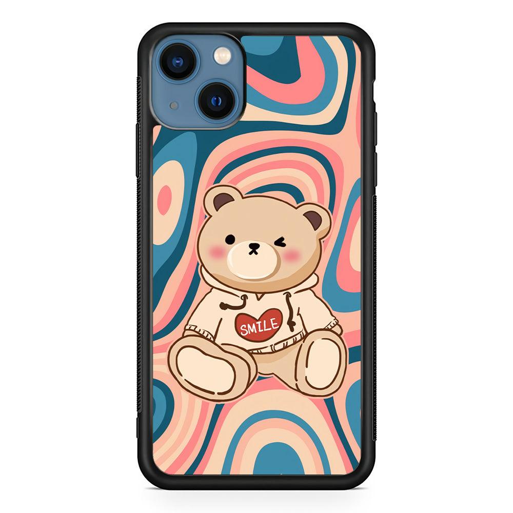 Cute Bear with Hoodie iPhone 13 Case-Rubber Black (2D Case)-Oxvistore