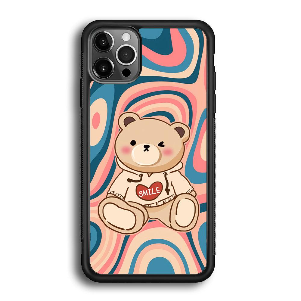 Cute Bear with Hoodie iPhone 12 Pro Case-Rubber White (2D Case)-Oxvistore
