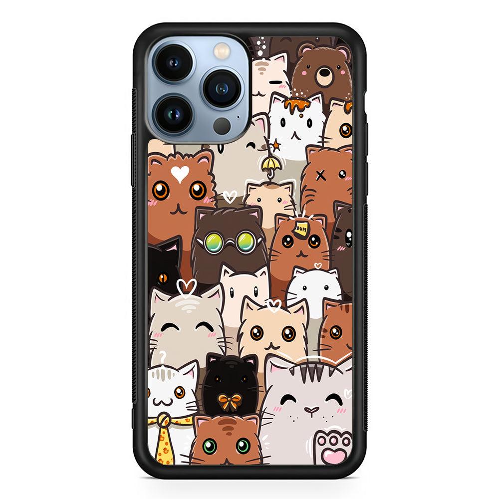 Cute Cat Pattern Kawaii 2D Rubber Phone Case-Black-Oxvistore