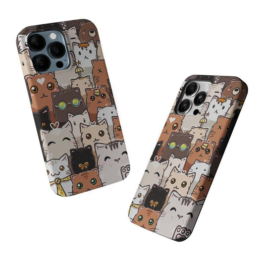 Cute Cat Pattern Kawaii 2 in 1 Tough Phone Case-Oxvistore