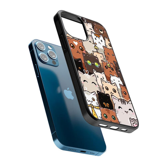 Cute Cat Pattern Kawaii 2D Rubber Phone Case-Oxvistore