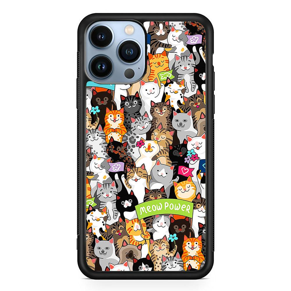 Cute Cats Meow Power 2D Rubber Phone Case-Black-Oxvistore