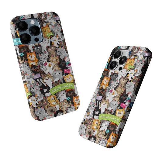Cute Cats Meow Power 2 in 1 Tough Phone Case-Oxvistore