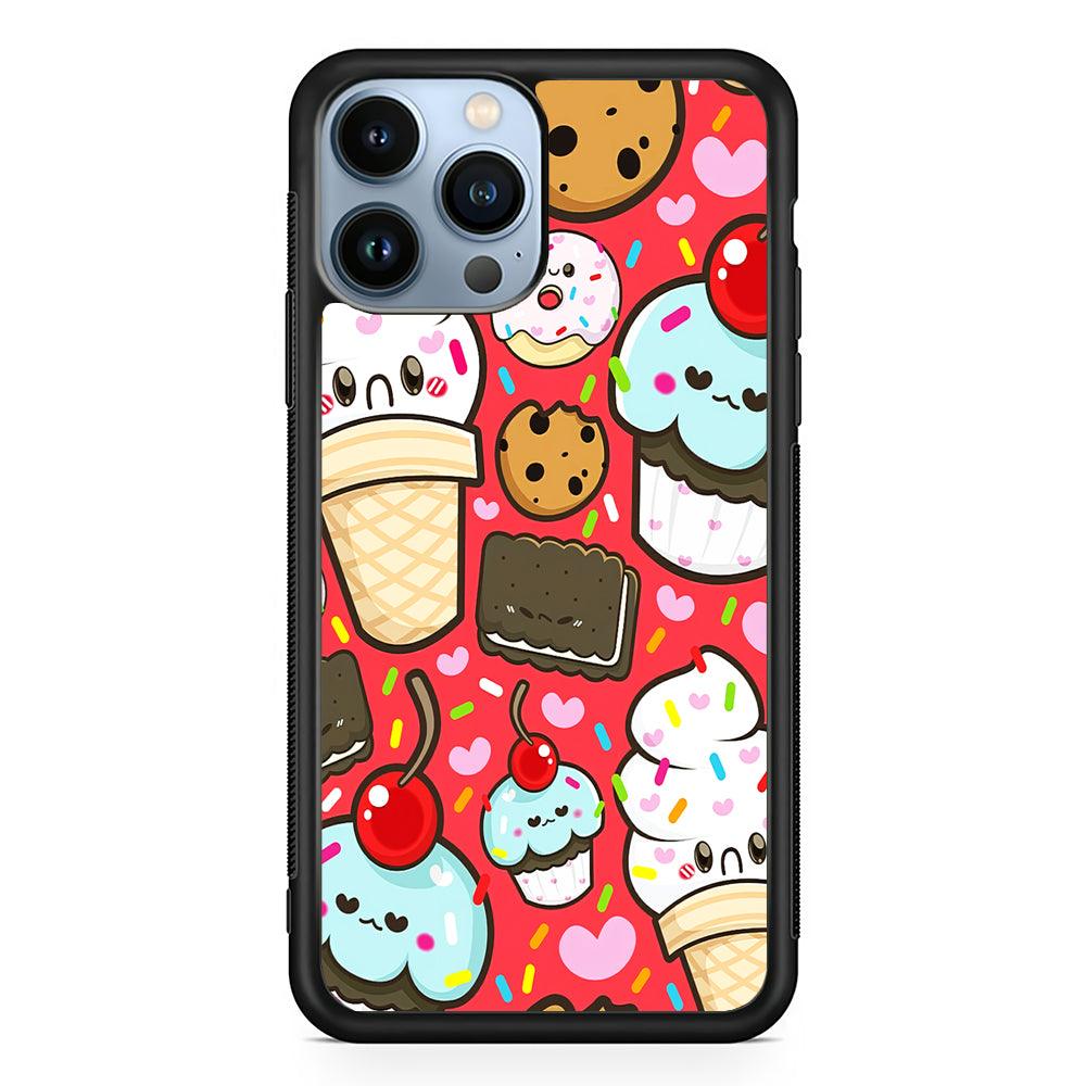 Cute Desserts Cupcake 2D Rubber Phone Case-Black-Oxvistore