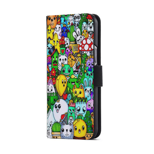 Cute Doodle Art Colorful Flip Wallet Phone Case-Oxvistore