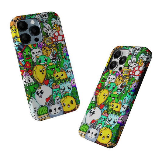 Cute Doodle Art Colorful 2 in 1 Tough Phone Case-Oxvistore
