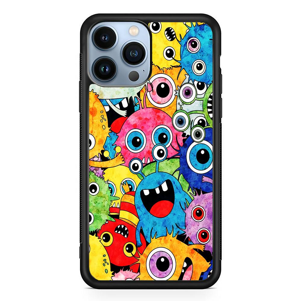 Cute Monster Doodle 2D Rubber Phone Case-Black-Oxvistore