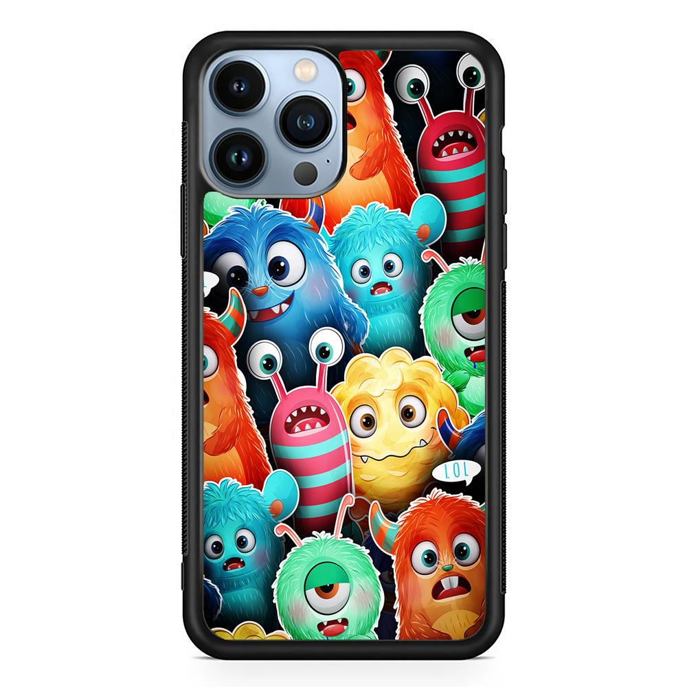 Cute Monsters Aesthetic 2D Rubber Phone Case-Black-Oxvistore