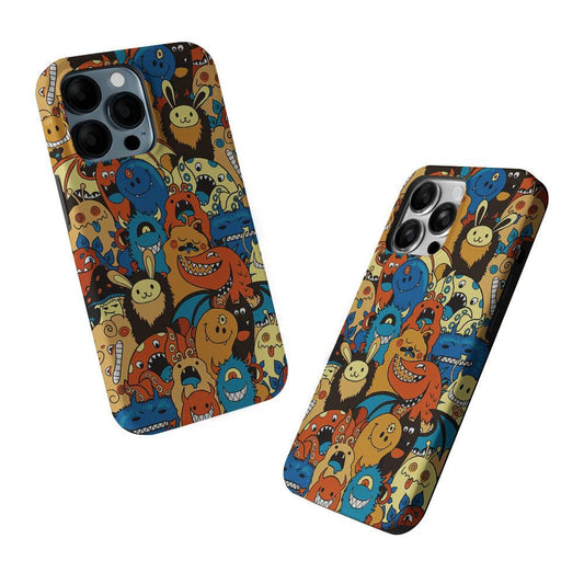 Cute Monsters Doodle Cartoon 2 in 1 Tough Phone Case-Oxvistore