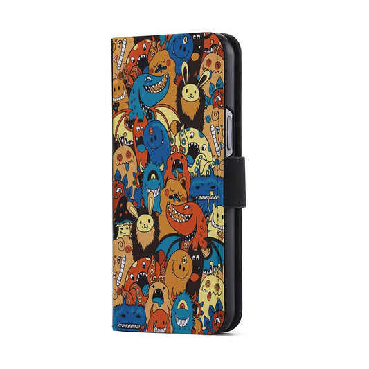 Cute Monsters Doodle Cartoon Flip Wallet Phone Case-Oxvistore