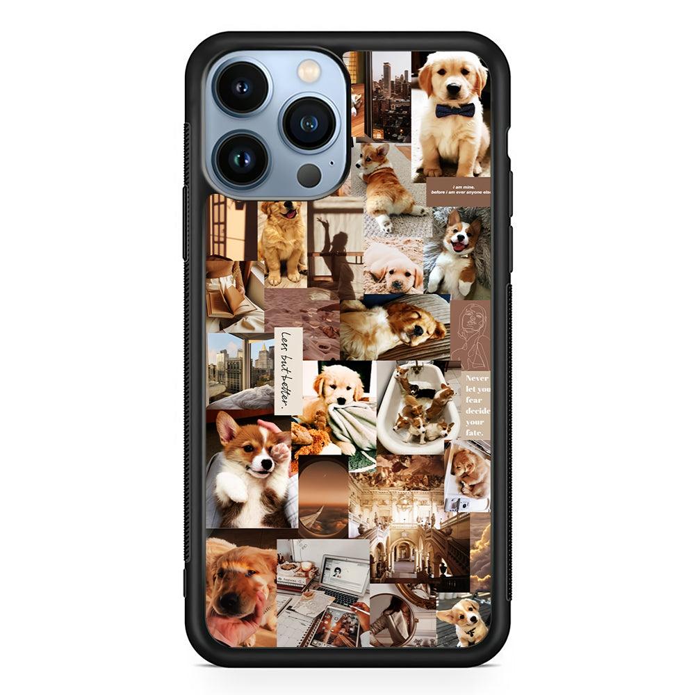 Cute Puppy Dog Aesthetic 2D Rubber Phone Case-Black-Oxvistore