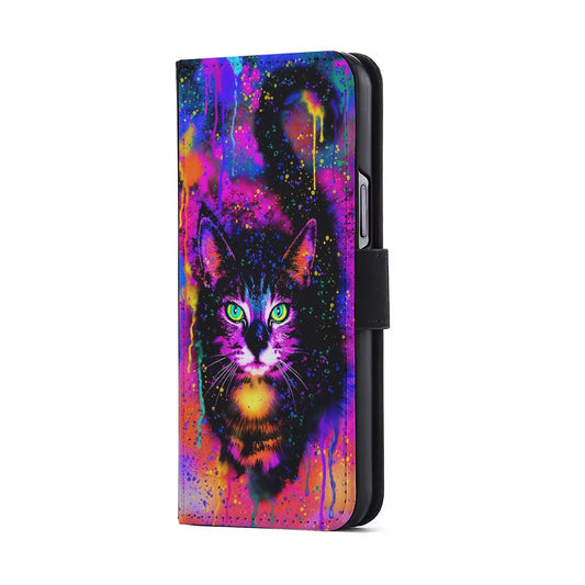 Cute Rainbow Cat Painting Flip Wallet Phone Case-Oxvistore