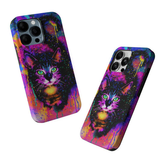 Cute Rainbow Cat Painting 2 in 1 Tough Phone Case-Oxvistore