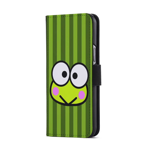 Cutes Keroppi Stripe Green Flip Wallet Phone Case-Oxvistore