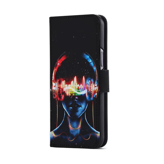 DJ Women Digital Music Art Flip Wallet Phone Case-Oxvistore