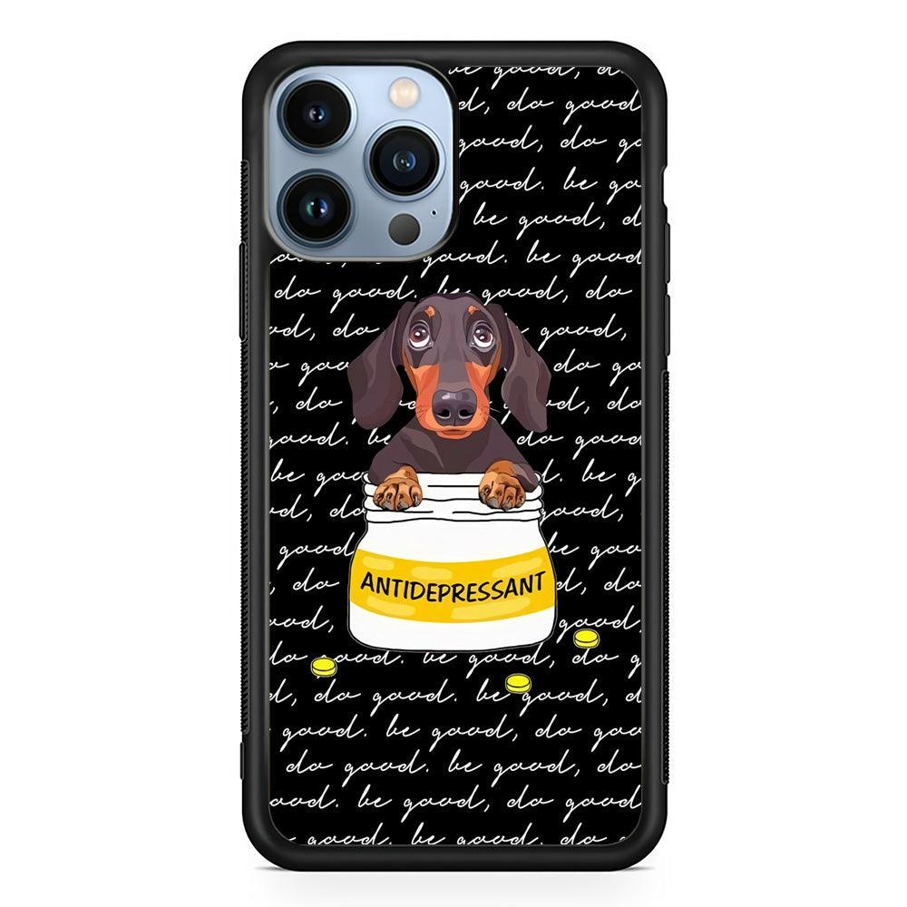 Dachshund Antidepressant iPhone 15 Pro Case-Rubber White (2D Case)-Oxvistore
