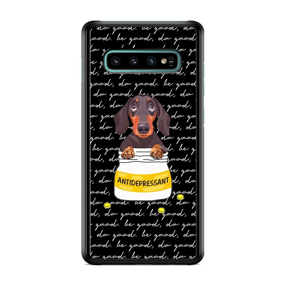 Dachshund Antidepressant Samsung Galaxy S10 Case-Rubber Black (2D Case)-Oxvistore