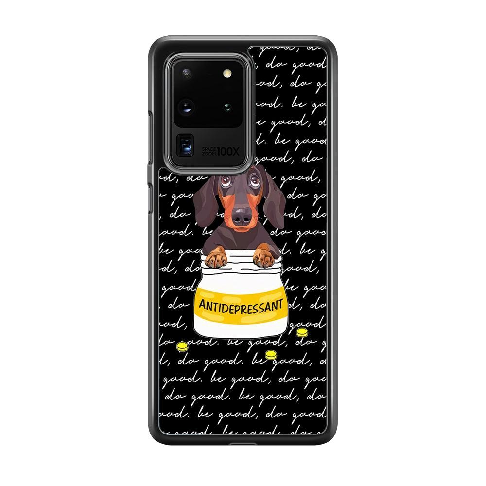 Dachshund Antidepressant Samsung Galaxy S20 Ultra Case-Rubber Black (2D Case)-Oxvistore