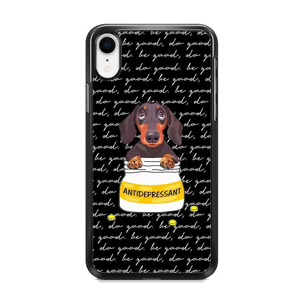 Dachshund Antidepressant iPhone XR Case-Rubber White (2D Case)-Oxvistore