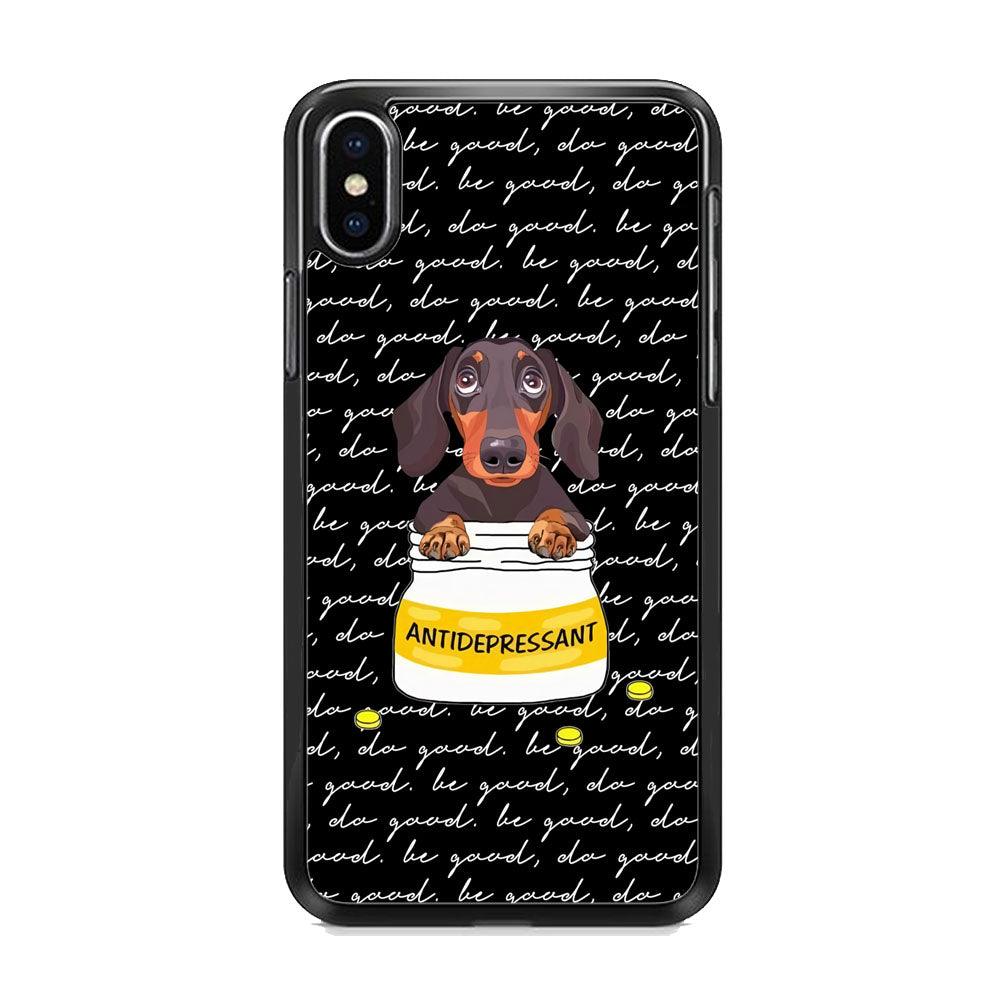 Dachshund Antidepressant iPhone X Case-Rubber White (2D Case)-Oxvistore